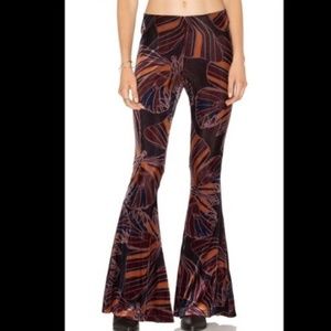 Free People Stretch Velvet Printed Pull On Flare